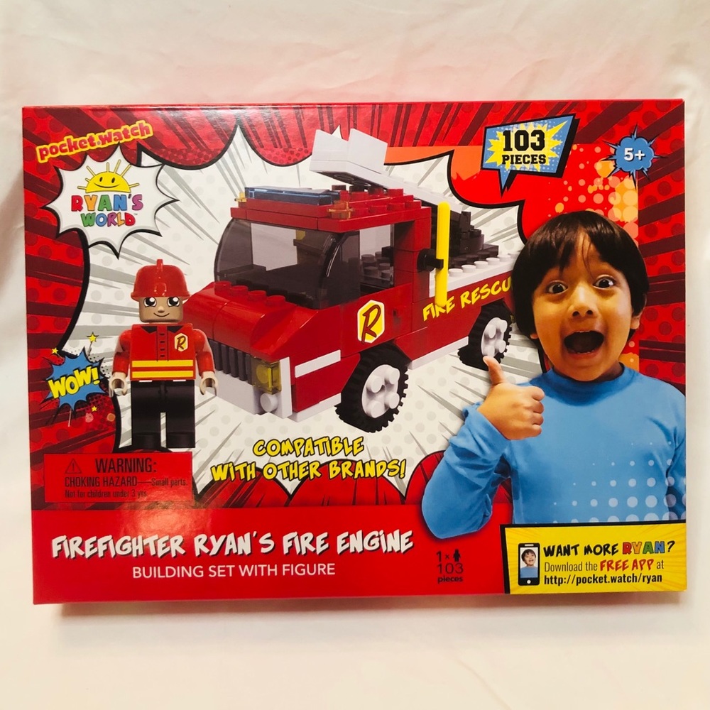 🚒Ryan’s World Fire Engine Building Set w/Figure🚒
